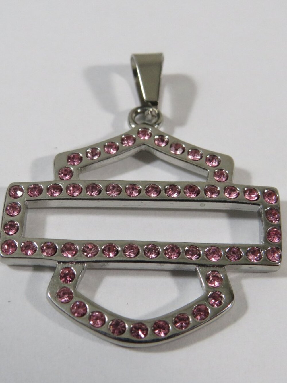 Women's biker pendant with pink rhinestones!